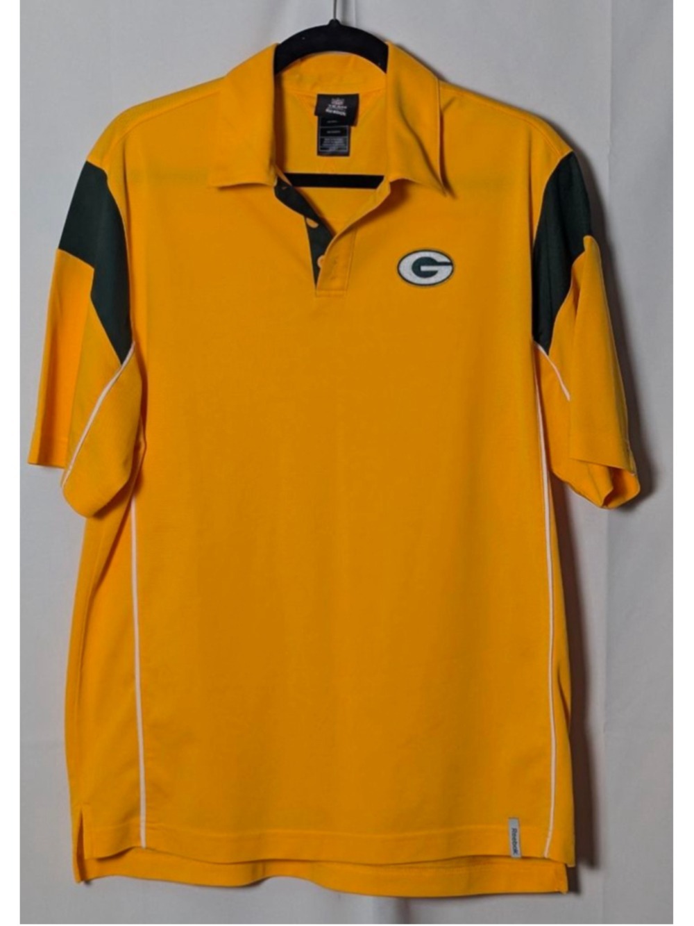 Green Bay Packers Reebok NFL Team Apparel Polo Shirt Yellow Mens Small